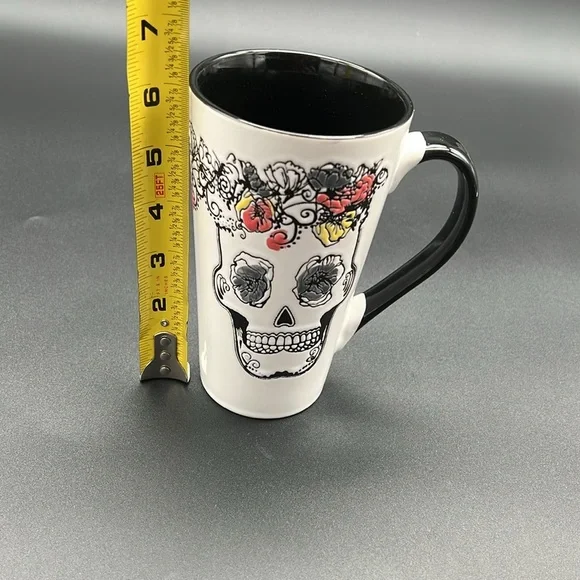 Floral Skull Latte Mug for Dia de los Muertos - Picture 7 of 8